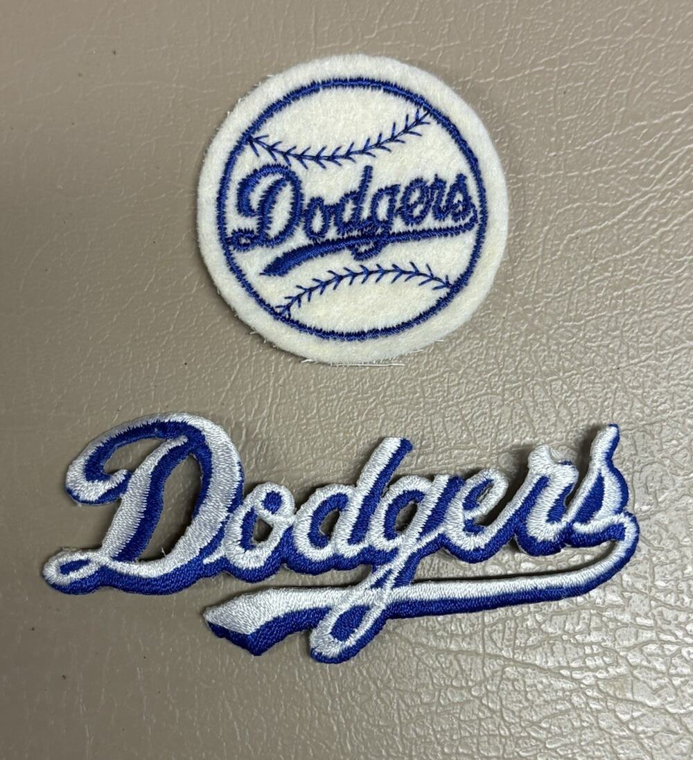 Vintage LA Dodgers MLB Baseball 2" Round Team And Script Dodgers Logo Patches
